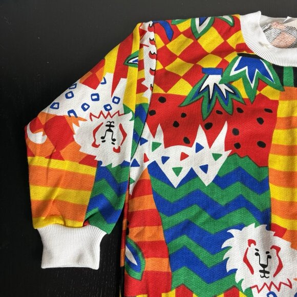 Vintage 80s Pretty Please Girls Kids Large L Pop Art Animal Crewneck Sweatshirt - Picture 3 of 10